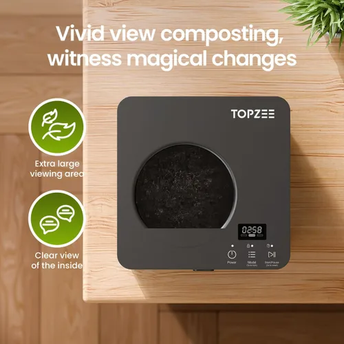Miniatura 5 de TOPZEE Contenedor eléctrico de compostaje para cocina, compostador inteligente de encimera de 3 litros con limpieza automática sin olor, bajo ruido
