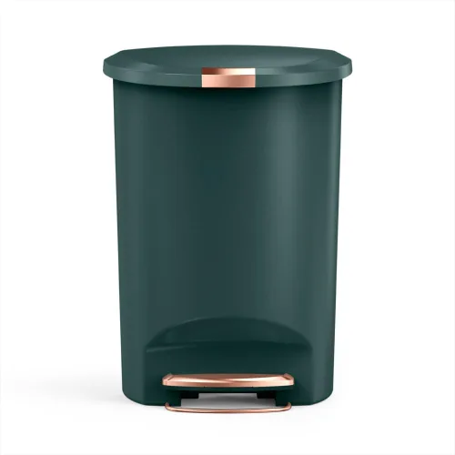 Miniatura 4 de simplehuman Basurero semicircular de 50 litros con tapa de cierre suave para cocina, manos libres, color blanco