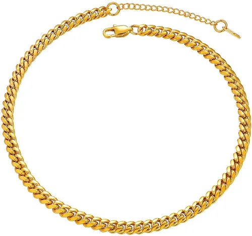 PROSTEEL Trendy Cuban Links Necklace for Men Women, Black18K Gold Plated 316L Stainless Steel, W 4.8mm-14mm, L 14inch-30inch, Come Gift Box