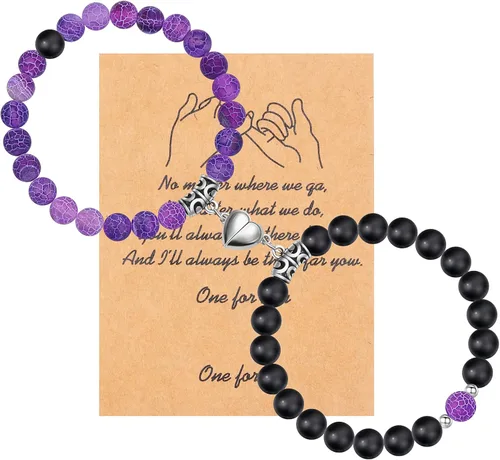 Pulseras magnéticas para parejas, pulseras de amor, pulseras de cuentas naturales a distancia, regalos para el día de San Valentín