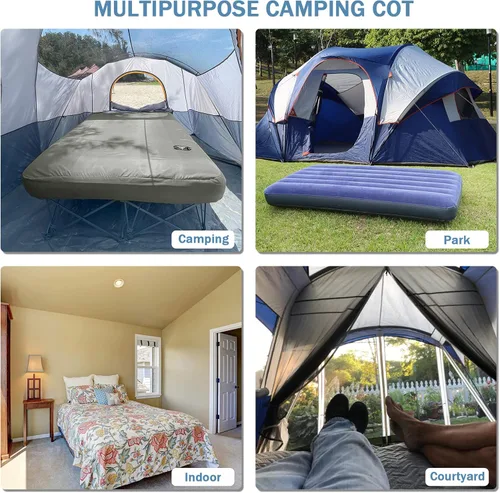 Miniatura 5 de KAMPKEEPER - Cama de Campamento, Camas de Campamento para Adultos, Cama Plegable de Campamento con Colchón de Aire Inflable y Bolsa de Transporte