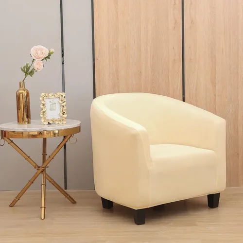 Miniatura 2 de Funda para silla de club, funda para silla de bañera de alta elasticidad, funda universal de elastano para sala de estar, bar, bar (beige)