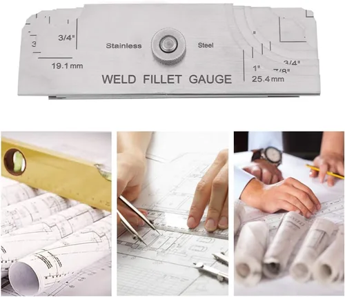 Miniatura 2 de Soldadura de filete, 7 piezas de calibre de inspección de soldadura de filete, acero inoxidable, prueba métrica cubital y pulgadas, para verificar