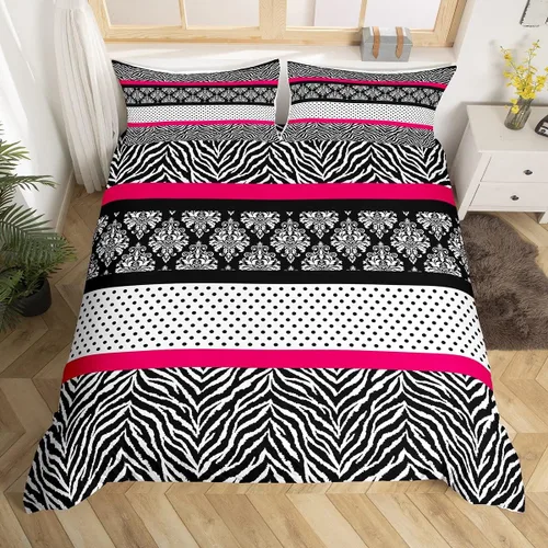 Miniatura 21 de Juego de funda de edredón con estampado de leopardo abstracto, tamaño individual, juegos de ropa de cama de piel de guepardo negro y gris