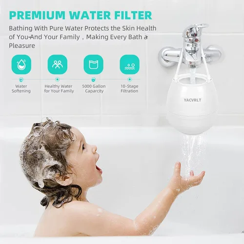 Miniatura 5 de Filtro de agua de baño para grifo de bañera, filtración de 10 etapas de 5,000 galones, elimina cientos de contaminantes, filtro de bañera