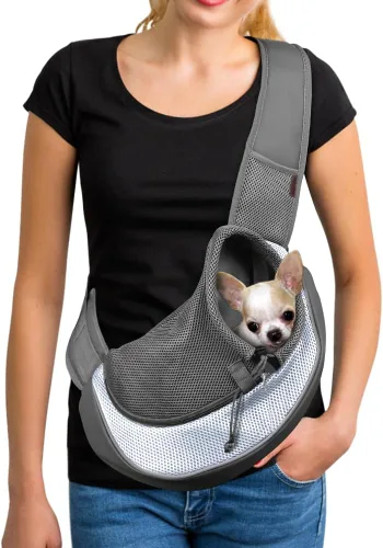 Miniatura 12 de YUDODO Transportador de mascotas para perros y gatos pequeños - Transportador de cachorros manos libres con gancho de seguridad, bolsillo grande