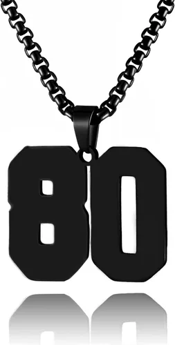 Miniatura 76 de Collar de Número Dorado para Hombre, Cadena de Acero Inoxidable con Colgante de Número para Atletas, Joyería Deportiva Personalizada para Niños