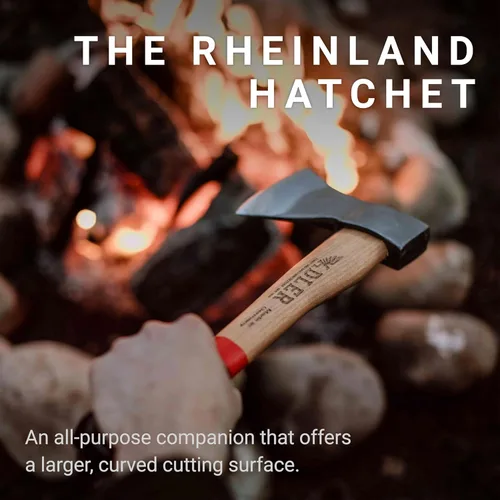 Miniatura 2 de Adler Rheinland - Hacha de camping con funda de cuero, forjado alemán, mango de nogal de 14 pulgadas, hacha compacta para senderismo, bushcraft