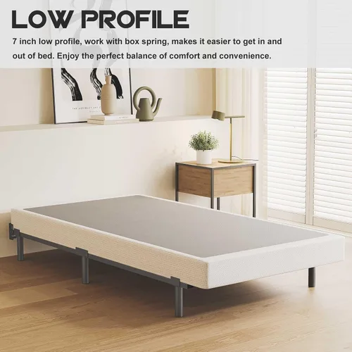Miniatura 4 de Bedsnus Base de cama individual de 7 pulgadas, compatible con la mayoría de colchones o somier, base de cama de soporte de 6 patas, sin ruido, fácil