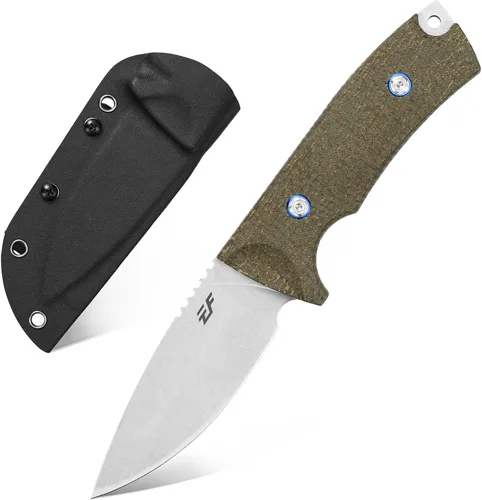 Eafengrow EF133 Cuchillo de hoja fija DC53 Hoja de acero Micarta Mango Full Tang Compact Tough EDC Herramientas Cuchillos para Trabajar Camping Verde