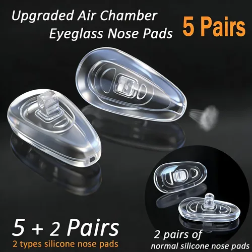 Miniatura 2 de PTSLKHN 5 pares de almohadillas para la nariz para lentes, mejoradas de silicona suave de 0.59 x 0.315 pulgadas, almohadillas para la nariz