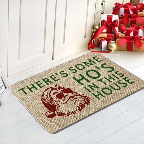 Miniatura 2 de GAGEC Tapete de Navidad para exteriores, con texto en inglés "There Some OH's in The House", divertido tapete de entrada para puerta de invierno