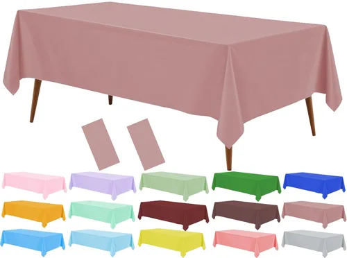 Miniatura 21 de Mantel de plástico verde frutal (paquete de 2), 54 x 108 pulgadas, cubierta de mesa para mesa rectangular, manteles desechables verde manzana