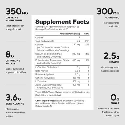 Miniatura 2 de LEGION Pulse Pre Workout - Bebida preentrenamiento de óxido nítrico totalmente natural para aumentar la energía, sin creatina, endulzada
