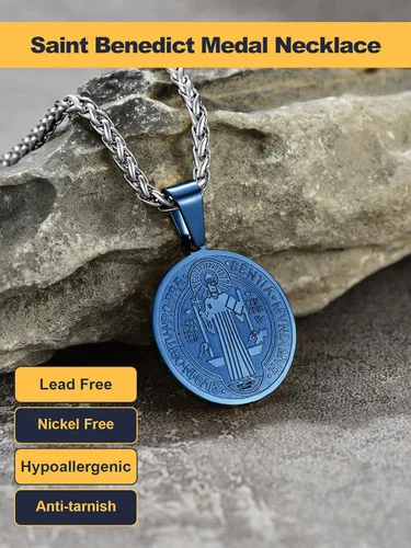 Miniatura 37 de U7 Saint Benedict/Michael Medal Necklace, 316L Stainless Steel Virgin Mary Necklace for Men Women, Bible Verse Protection Necklace Catholic