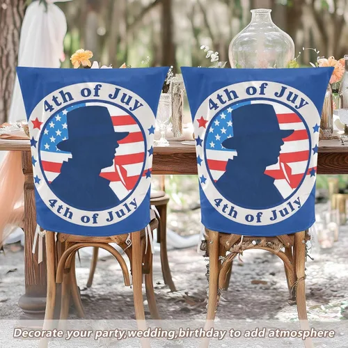 Miniatura 6 de 4th of July Independence Dayblue Silhouette Decorative Chair Seat Cover for Hotel Soft Dining Room Seat Covers cubre sillas para comedor Set of 6
