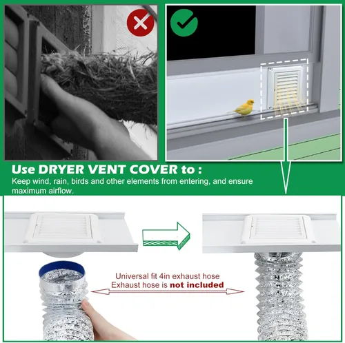 Miniatura 3 de Forestchill Kit de ventana de ventilación para secadora, kit de ventilación de ventana de 4 pulgadas con cubierta de ventilación de secadora, se