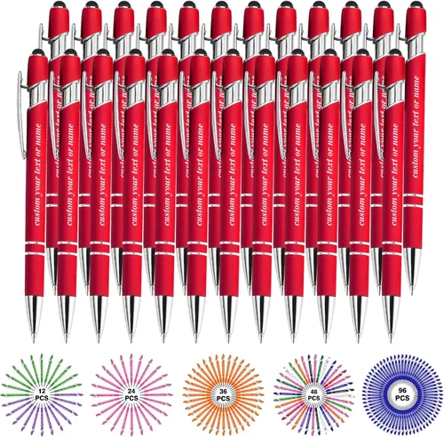 Miniatura 31 de Bolígrafos personalizados con nombre a granel, juego de bolígrafos personalizados, lápiz capacitivo grabado, logotipo, texto, regalo para negocios