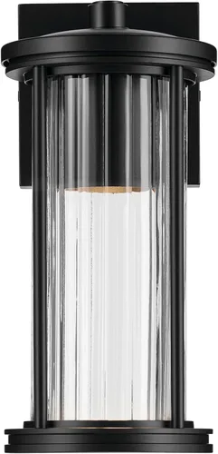 Miniatura 3 de Kichler Barras 59022BKDS - Aplique de pared aprobado por DarkSky para exteriores de 11.5 pulgadas con cristal acanalado transparente en negro