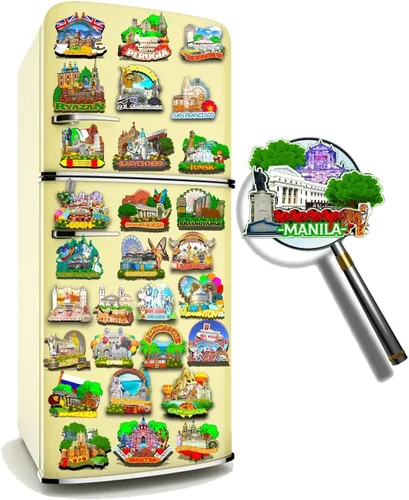 Miniatura 4 de Imán de Manila de Filipinas para nevera de madera 3D, monumentos de viaje, coleccionables, recuerdos, decoración hecha a mano -587