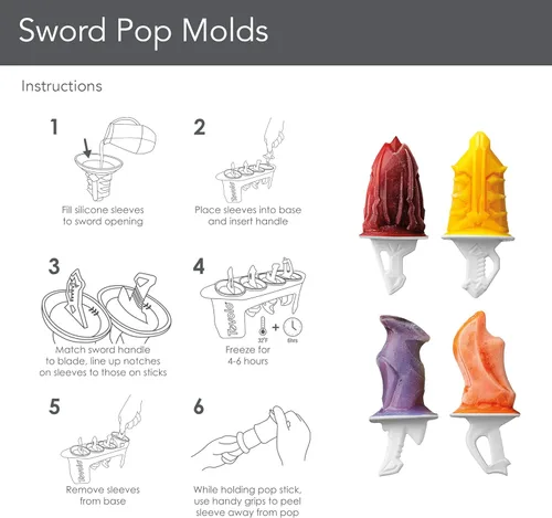 Miniatura 4 de Tovolo - Moldes para paletas heladas, motivo yeti, Espada, Blanco