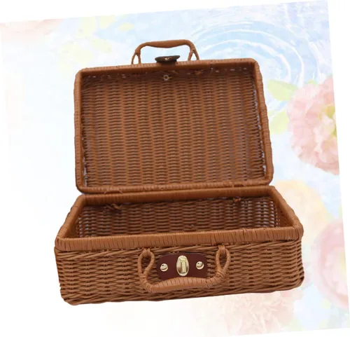Miniatura 4 de NUOBESTY Organizador de maquillaje tejido, soporte portátil para cosméticos con múltiples compartimentos para cepillos faciales, caja