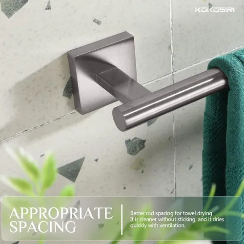 Miniatura 4 de KOKOSIRI Toalleros de 32 pulgadas, toalleros para baño, baño, soporte para papel higiénico, soporte para rollo de papel higiénico, níquel cepillado