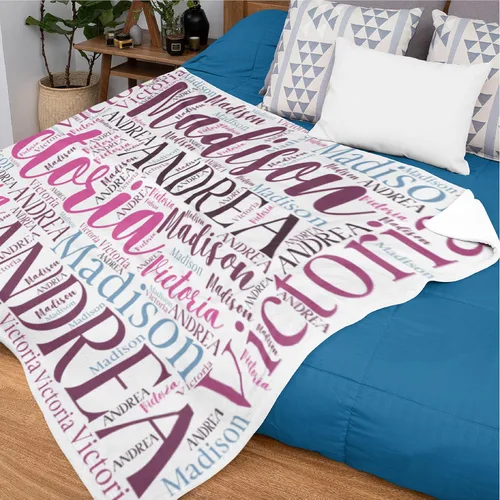 Miniatura 8 de Manta personalizada, mantas personalizadas, 30 x 40 pulgadas, regalo para mejor amigo con nombres artísticos de palabras, 8 colores y fuentes, manta