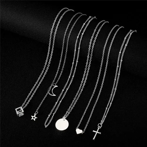Miniatura 3 de Starain 12 piezas de collar de gargantilla en capas, collar de cadena multicapa de moda, collar de oro simple para mujer