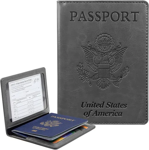 Miniatura 12 de Funda para pasaporte con bloqueo RFID de piel, tarjetero con ranura para tarjetas, accesorios de viaje, organizador de documentos, protector