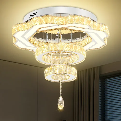 Miniatura 30 de Flashing God Candelabros de cristal modernos de 12 pulgadas, lámpara de techo de montaje empotrado, mini lámpara LED regulable para pasillo, lámpara