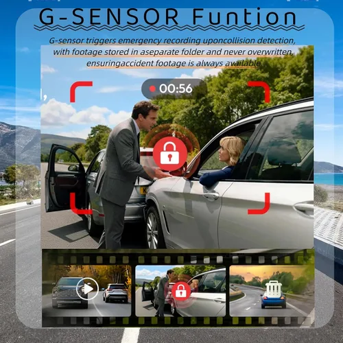 Miniatura 4 de Cámara de tablero doble espejo, cámara delantera y trasera para automóvil con grabación dual 4K+2.5K, aplicación WiFi, control de voz, visión