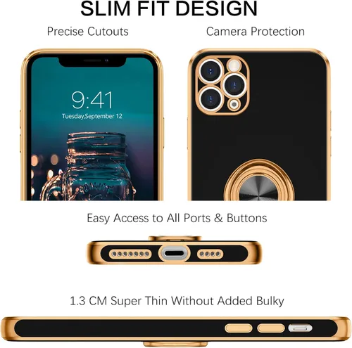 Miniatura 3 de BENTOBEN Funda para iPhone 11 Pro Max, funda para teléfono iPhone 11 ProMax, ajuste delgado, soporte de anillo con soporte de soporte, protección a