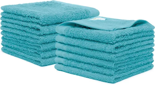 Miniatura 23 de Juego de 12 paños de 100 % algodón de 13 x 13 pulgadas, juego de 12 toallas ultrasuaves y altamente absorbentes, para baño, gimnasio, hotel, spa