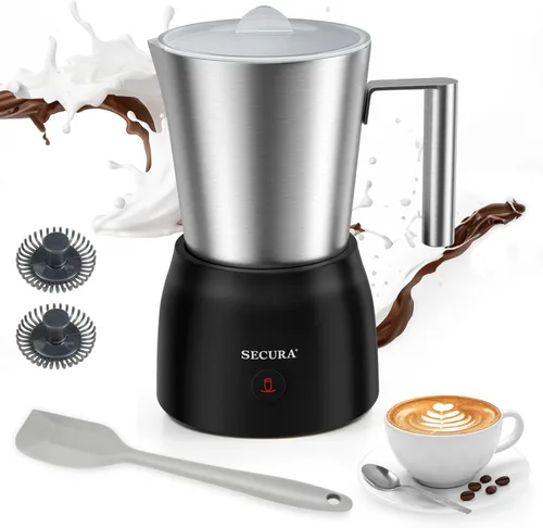 Miniatura 10 de Secura Espumador de leche eléctrico de 17 onzas y vaporizador, jarra de leche desmontable de acero inoxidable, máquina de espuma caliente y fría 4