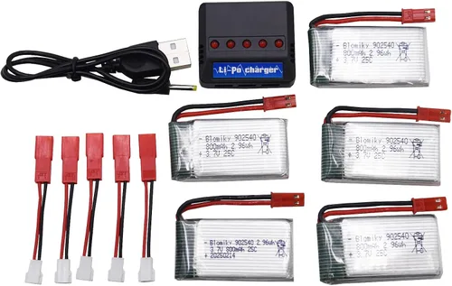 Miniatura 8 de Blomiky Paquete de 5 baterías recargables de 3.7 V 800 mAh 25C Li-po JST y placa 4 en 1 para MJX X300C X400W X600 X800 RC Quadcopter Drone / 3.7V
