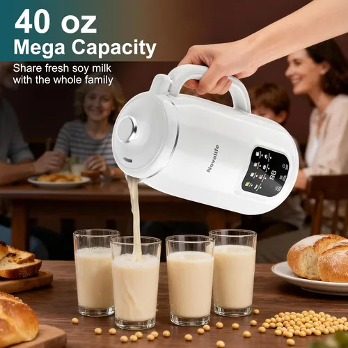 Miniatura 3 de Máquina para fabricar leche de nuez 8 en 1, licuadora de leche de soja de 40 onzas, leche de soja casera, leche de avena, leche de almendras, jugo
