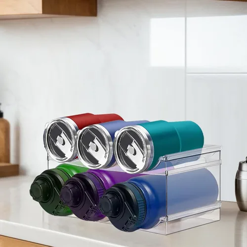 Miniatura 8 de Spaclear Paquete de 2 organizadores de botellas de agua, estante apilable de almacenamiento de despensa de cocina, soporte de botella de agua