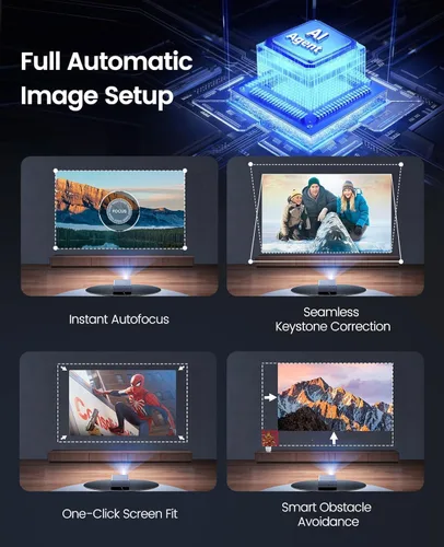 Miniatura 6 de [Aplicación oficial integrada/soporte 4K/compacto] Proyector inteligente con WiFi6 y Bluetooth, proyector de películas al aire libre y DoIby