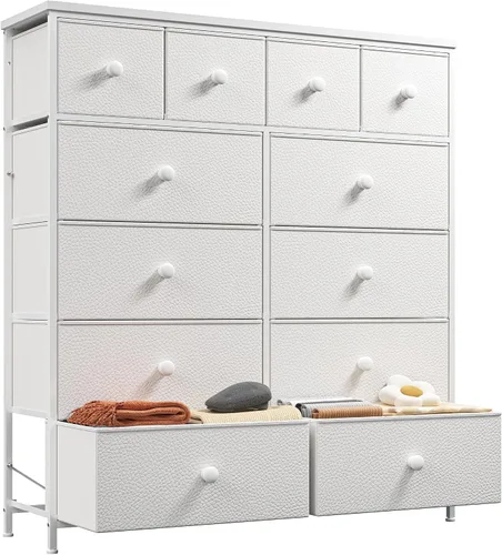 Miniatura 14 de Romorgniz - Cómoda para dormitorio con organizador de cajones de almacenamiento, cómodas y baúles de tela, marco de metal resistente, parte superior