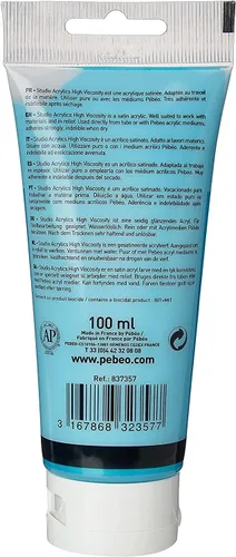 Miniatura 7 de P e b e o Studio Acrílicos de alta viscosidad, acrílico fino, paquete de 2 pinturas acrílicas iridiscentes azul verde de 3.4 fl oz, arte