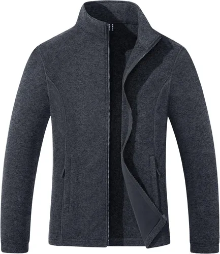 MAGCOMSEN Chaqueta de forro polar para mujer con cremallera completa, cuello alto, abrigos de invierno suaves y cálidos con bolsillos, térmica,