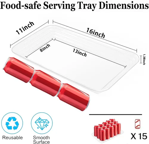 Miniatura 2 de SUT Paquete de 4 bandejas transparentes para servir para entretenimiento, bandejas para servir de 16" x 11" para aperitivos, frutas, galletas