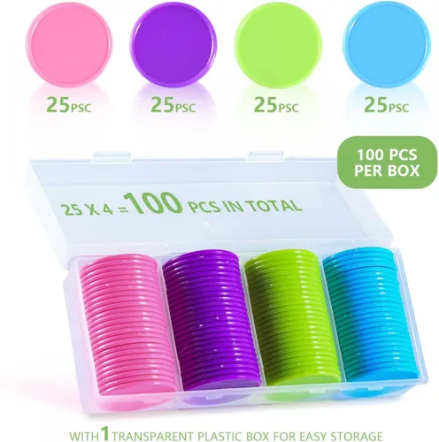 Miniatura 3 de SenseYo 100 fichas de juego de cartas de póquer de 1.45 pulgadas con caja de almacenamiento, contadores de aprendizaje de plástico de 1.45 pulgadas
