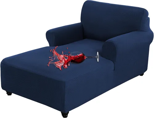 Miniatura 14 de OKYUK Funda para tumbona de jacquard, elástica con doble brazo, lavable a máquina, protector de muebles suave para sala de estar y dormitorio (rojo)
