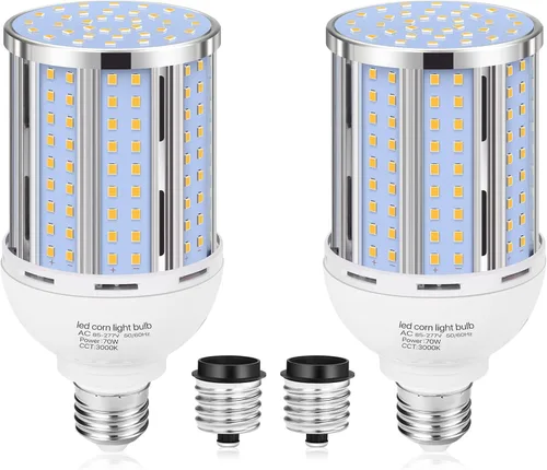 Miniatura 11 de Bombilla LED de Maíz de 44W (Paquete de 2), Sin Ventilador, (Equivalente a 390 Vatios) Base E26/E39 Mediana/Mogul Grande, Lámpara LED COB 3000K