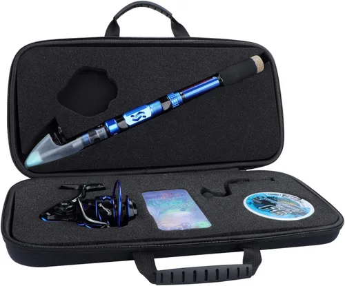 Miniatura 7 de Sougayilang Juego de caña de pescar y carrete de fibra de carbono telescópica caña de pescar 12+1BB carrete giratorio con estuche de transporte