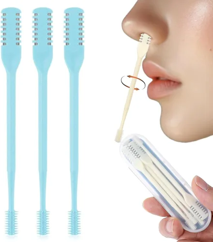 Herramienta removedor de vello nasal de 360°, recortadora de vello nasal portátil para hombres y mujeres, cortador de pelo nasal 2 en 1, cuchillo de