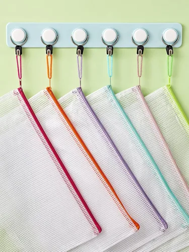 Miniatura 6 de JARLINK Paquete de 20 bolsas de malla con cremallera de 10 colores, tamaño carta/tamaño A4, bolsas de plástico resistentes al agua, para suministros