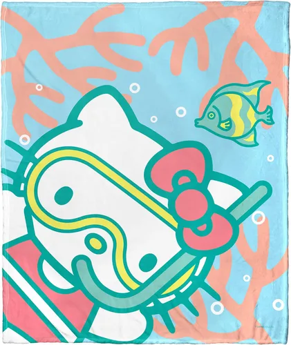 Miniatura 22 de Northwest Hello Kitty - Manta de seda táctil, 50 x 60 pulgadas, amigos de la playa